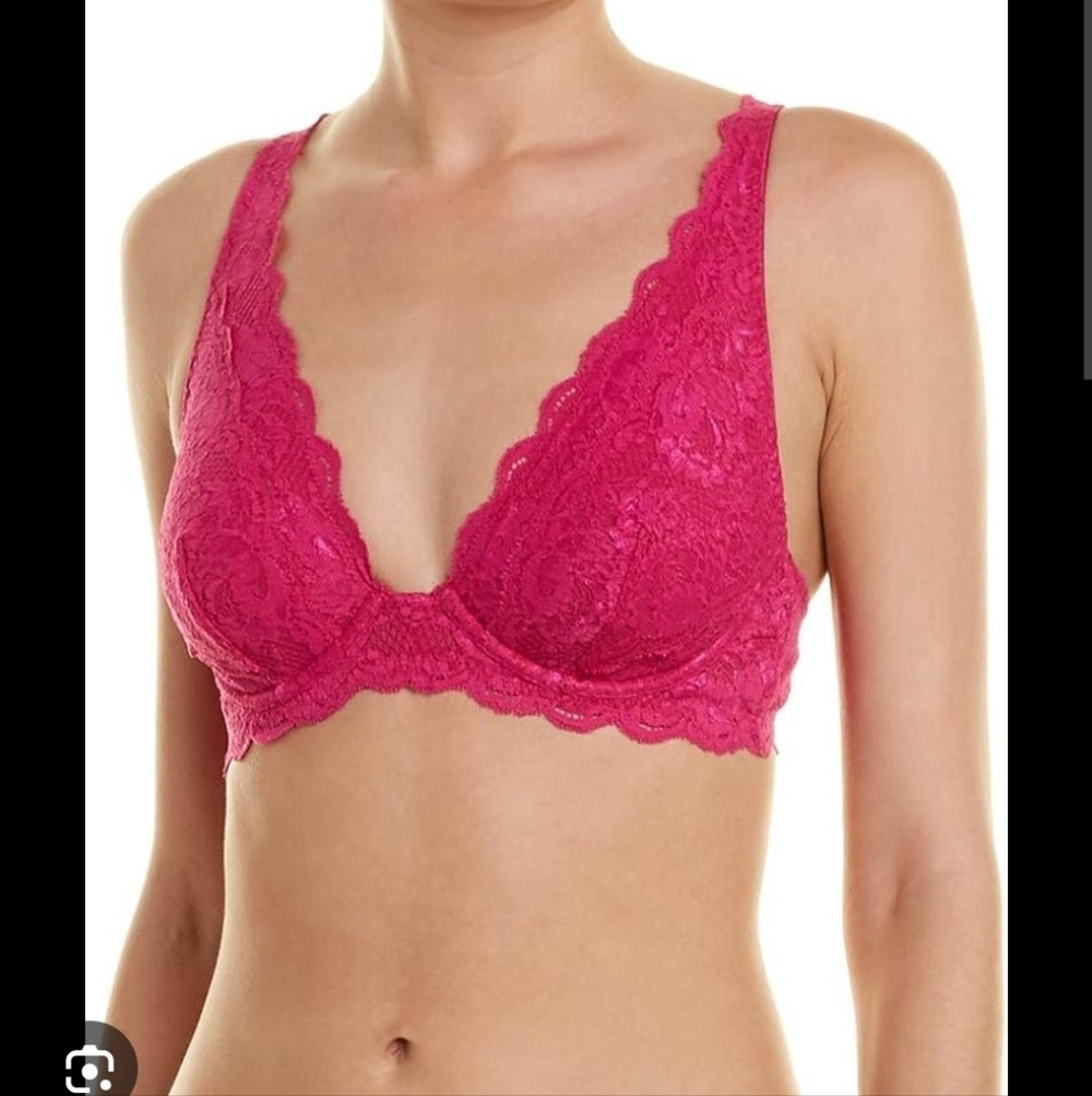 Cosabella Women's Vibrant Pink Candie Lace Plunge Bra New With Tag